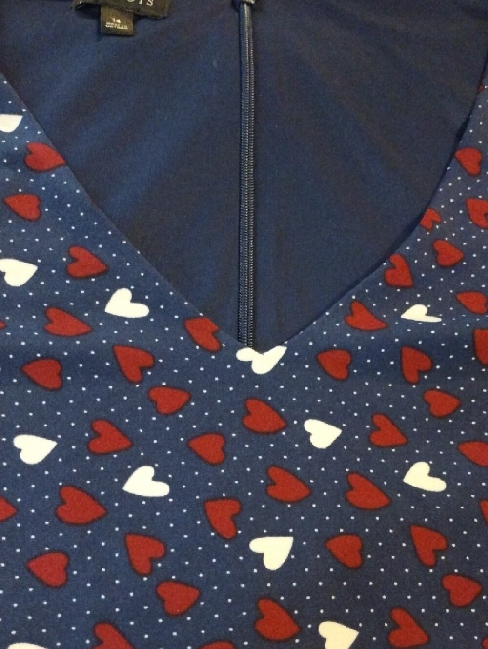 Talbots Navy Dress with Red and White Heart Print - Picture 4 of 14